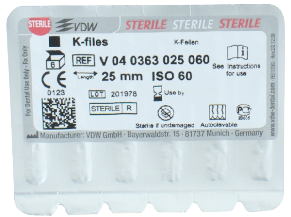 K-file 63/ 60 25mm sterylne 6szt.
